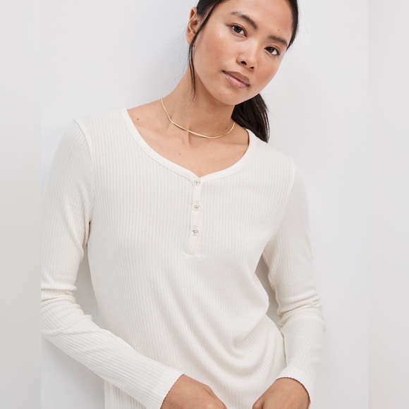 Talbots Tops - HAVEN WELL WITHIN NWT XL TALBOTS Rib Knit Henley Top in Vanilla • Cream Ivory